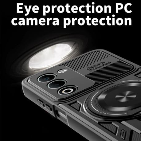 Ударозащитный чехол Armor с подставкой с MagSafe на OPPO A5 5G Global - фиолетовый
