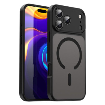 Магнітний гібридний чохол Escase Fanying PC+TPU на iPhone 18 Pro Max — напівпрозорий чорний