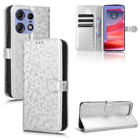 Чехол-книжка Honeycomb Dot для Motorola Edge 50 Pro - серебристый