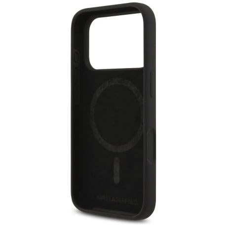 Оригінальний силіконовий чохол Karl Lagerfeld Silicone Karl&amp;Choupette Ring із MagSafe на iPhone 17 Pro - Black