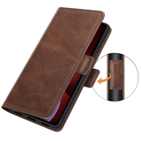 Чехол-книжка Dual-side Magnetic Buckle на iPhone 13 mini - коричневый