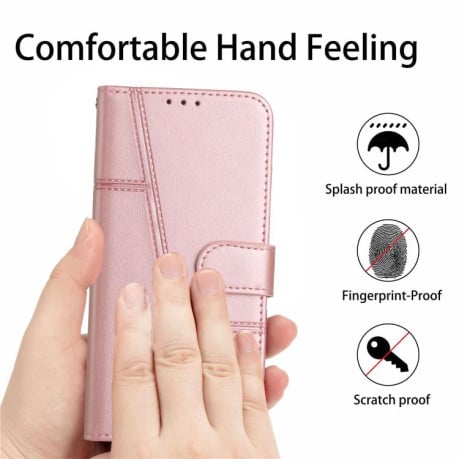 Чохол-книжка зі строчкою та фактурою Calf з магнітним хлястиком на Infinix Smart 20 4G — рожеве золото
