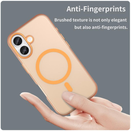 Противоударный чехол MagSafe Frosted Translucent TPU + PC для iPhone 17 - оранжевый