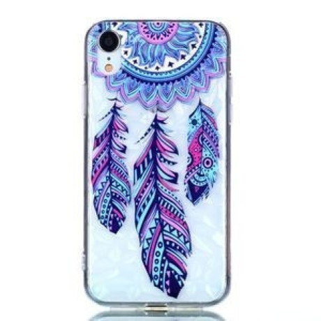 Чехол Blue Feather Wind Chimes Pattern Diamond Texture Oil Embossed  Case на iPhone XR
