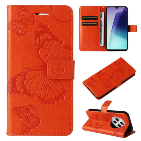 Чохол-книжка Embossed Butterfly для Xiaomi Redmi 14C 4G/Poco C75/Redmi A4 5G - помаранчевий