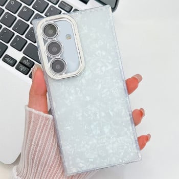 Протиударний чохол Plating Glitter Texture TPU with Lens Film для Samsung Galaxy S25+ 5G - White Shell Pattern