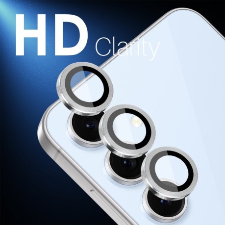 Защитное стекло NORTHJO Glitter Camera Lens Protector Tempered Glass Metal Ring на Samsung Galaxy S24 FE 5G - серебристое