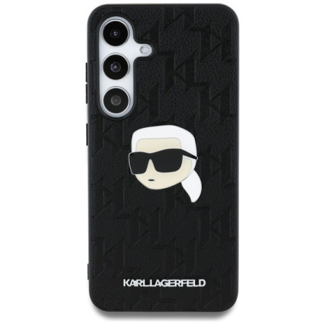 Оригинальный чехол Karl Lagerfeld Leather Monogram Pin Logo Karl Head для Samsung Galaxy S25 - Black