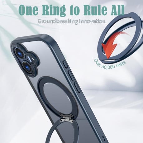 Чохол kalebol з MagSafe та підставкою 360 Metal Ring Holder на iPhone 17 - синій