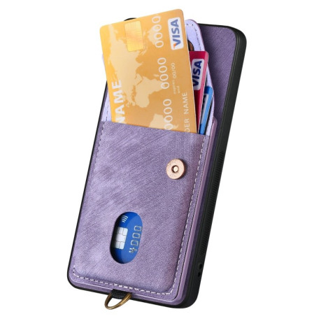 Противоударный чехол Retro Card Wallet Fold Leather для Xiaomi Redmi Note 13 Pro 5G/Poco X6 5G - фиолетовый