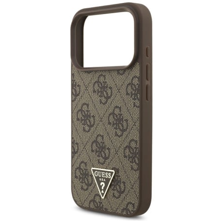 Оригинальный чехол Guess 4G Strap Triangle Logo с MagSafe на iPhone 17 Pro - brown