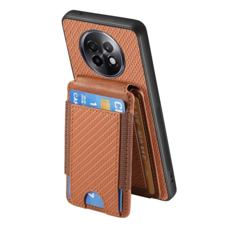Чохол Cross Leather Ring Vertical Zipper Wallet для Realme 13 Pro / 13 Pro+ - коричневий