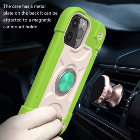 Противоударный чехол Silicone with Dual-Ring Holder для iPhone 13 Pro Max - светло-зеленый