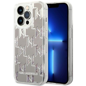 Оригінальний чохол Karl Lagerfeld Liquid Glitter Monogram для iPhone 14 Pro Max - silver