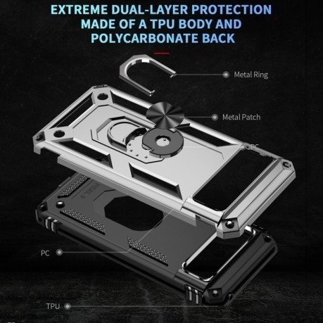 Противоударный чехол HMC 360 Degree Rotating Holder на Google Pixel 8a - серебристый