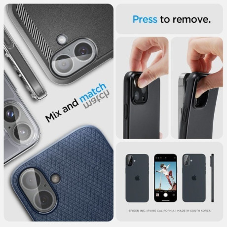 Комплект защитных стекол на камеру Spigen Optik Glas.tR 2 pcs для iPhone 16 / 16 Plus - transparent