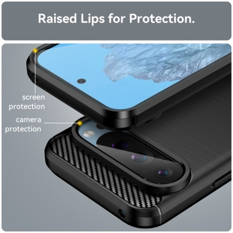 Протиударний чохол Brushed Texture Carbon Fiber на Google Pixel 9 Pro 5G - чорний