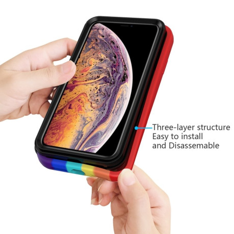 Противоударный чехол Rainbow Silicone для iPhone XR - радужно-красный