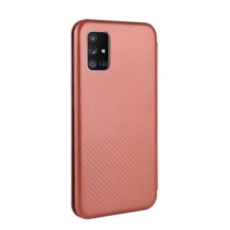 Чохол-книжка Carbon Fiber Texture Samsung Galaxy M51 - коричневий