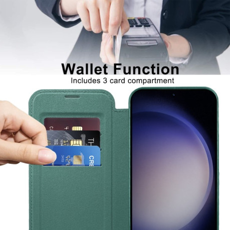 Чохол-книжка Shield MagSafe RFID Anti-theft Leather  для Samsung Galaxy S25+ 5G - зелений