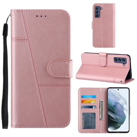 Чохол-книжка Stitching Calf Texture для Samsung Galaxy S21 FE - рожевий