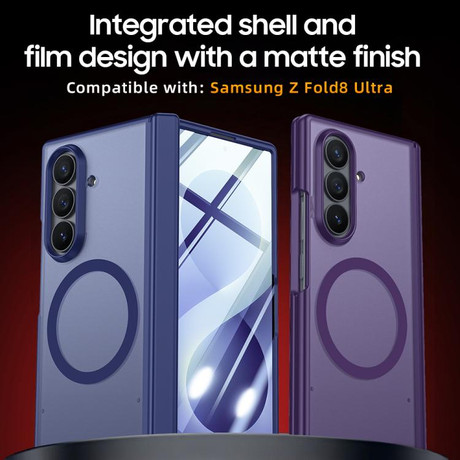 Напівпрозорий магнітний чохол Escase з плівкою на Samsung Galaxy Fold8 Ultra 5G — синій