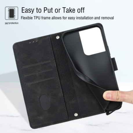 Чехол-книжка Skin-feel Embossed для OPPO Reno 8 5G - черный