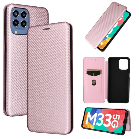 Чохол-книжка Carbon Fiber Texture Samsung Galaxy M33 5G - рожеве золото