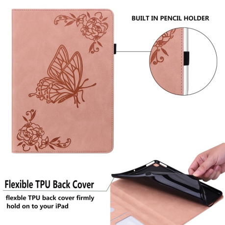Чохол-книжка Butterfly Flower Embossed Leather на Xiaomi Redmi Pad SE 8.7 - рожеве золото