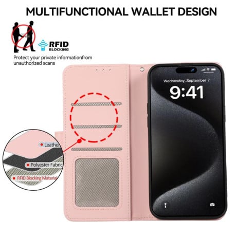 Чехол-книжка ABEEL с фактурой Delicate защитой от сканирования RFID на Samsung Galaxy S25 FE 5G - розовый
