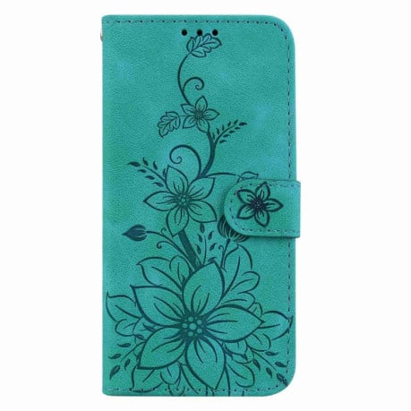 Чохол-книжка з тисненням Lily та магнітною застібкою на Xiaomi Redmi 15C 5G / 4G EU 173mm / Poco C85 5G - зелений
