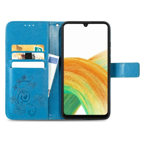 Чехол-книжка Four-leaf Clasp Embossed на Samsung Galaxy A13 4G - синий