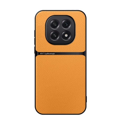 Чехол Litchi Leather Magnetic Full Coverage Shockproof на OPPO A5 5G Global - желтый