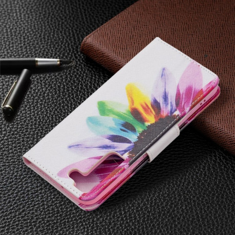Чехол-книжка Colored Drawing Pattern для Samsung Galaxy S22 Plus 5G - Sun Flower