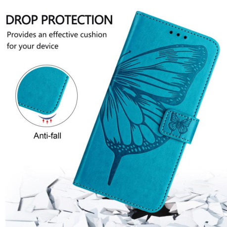 Чехол-книжка Embossed Butterfly для Xiaomi Poco M7 Pro 5G Global - синий