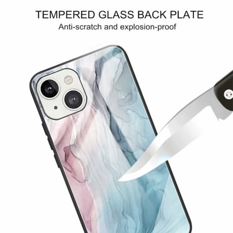 Противоударный стеклянный чехол Marble Pattern Glass на iPhone 14/13 - Abstract Gray