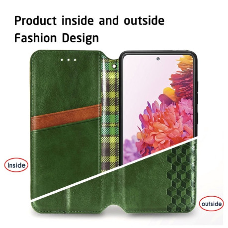 Чехол-книжка Cubic Grid на Samsung Galaxy S20 FE - зеленый