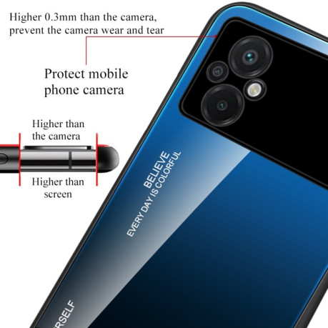 Стеклянный чехол Gradient Color на Xiaomi Poco M5 - синий