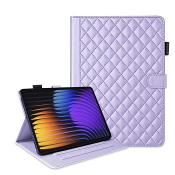 Чехол-книжка Rhombus Lattice Leather для Xiaomi Pad 7 / 7 Pro - фиолетовый