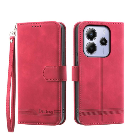 Чохол-книжка Dierfeng Dream Line для Xiaomi Redmi Note 14 4G 164.48mm - червоний