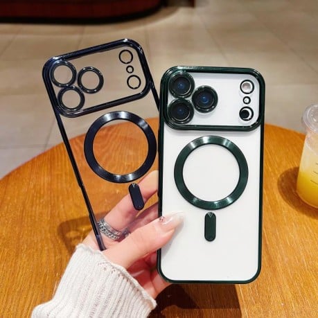 Противоударный чехол Electroplating (Magsafe) для iPhone 17 Pro Max — тёмно-синий
