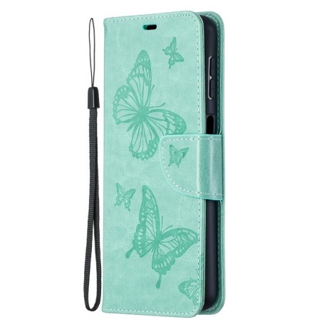 Чехол-книжка Butterflies Pattern на Samsung Galaxy A32 5G- зеленый
