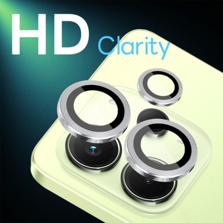 Защитное стекло для камеры NORTHJO Glitter Camera Lens Protector Tempered Glass Metal Ring на Xiaomi Redmi Note 14 4G 164.84mm - серебристое