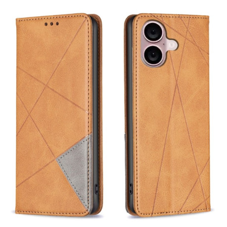 Чехол-книжка Rhombus Texture для iPhone 16 Plus - желтый
