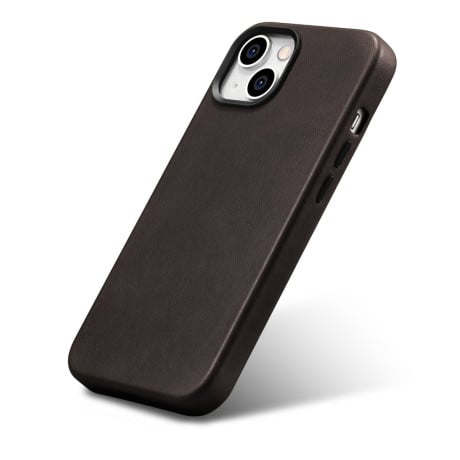 Шкіряний чохол iCarer Leather Oil Wax (MagSafe) для iPhone 14 Plus - темно-коричневий