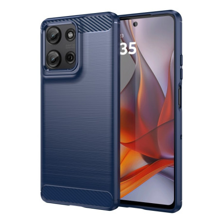 Протиударний чохол Brushed Texture Carbon Fiber на Motorola Moto G75 5G - синій