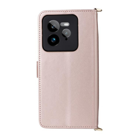 Чехол-книжка Multifunctional 6-Card Slots Leather на Realme GT 7 Pro - розовый