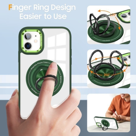 Ударозащитный чехол Magnetic Rotating Ring Holder на iPhone 16 Plus - зеленый