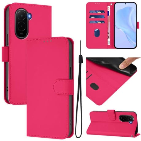 Чехол-книжка с мягким покрытием (Skin Feel) со шнурком на Xiaomi Poco M7 4G 169mm - пурпурно-красный