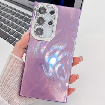 Протиударний чохол Plating Glitter Texture TPU with Lens Film для Samsung Galaxy S25 Ultra 5G - Purple Feather Yarn